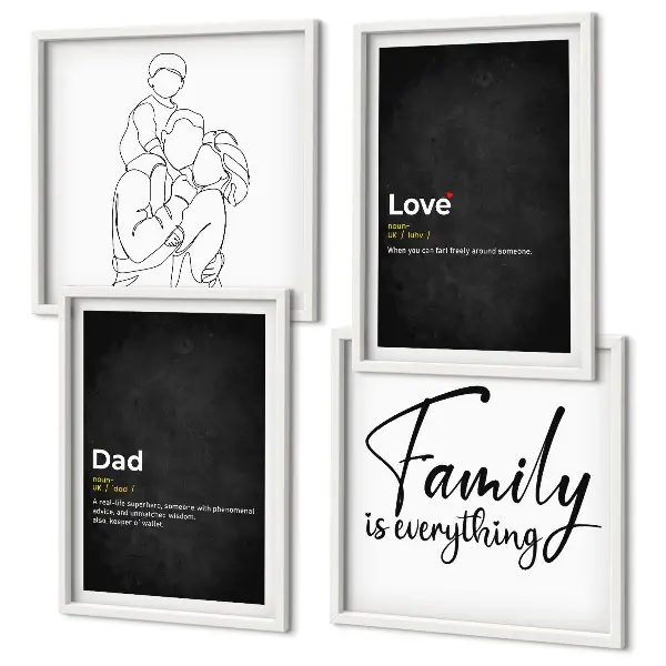 Familie lijntekening definities van liefde meerluik in lijst