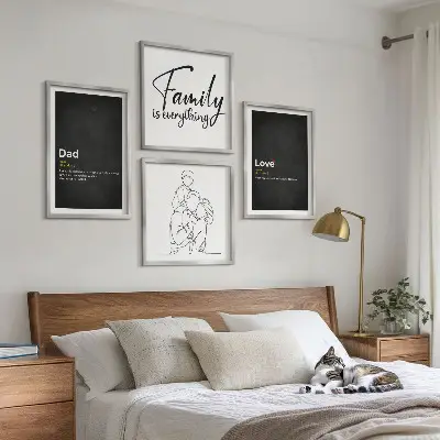 Familie lijntekening definities van liefde meerluik in lijst