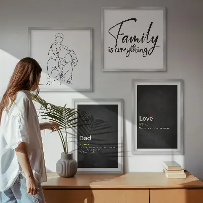 Familie lijntekening definities van liefde meerluik in lijst