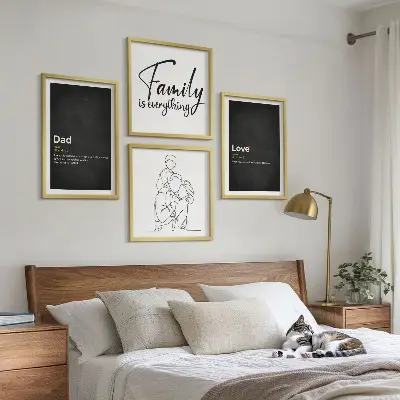 Familie lijntekening definities van liefde meerluik in lijst
