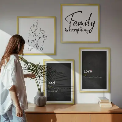 Familie lijntekening definities van liefde meerluik in lijst