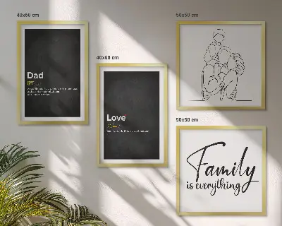 Familie lijntekening definities van liefde meerluik in lijst