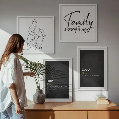 Familie lijntekening definities van liefde meerluik in lijst