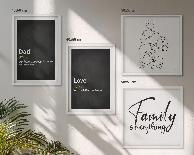 Familie lijntekening definities van liefde meerluik in lijst