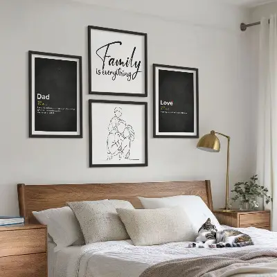 Familie lijntekening definities van liefde meerluik in lijst