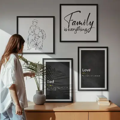 Familie lijntekening definities van liefde meerluik in lijst