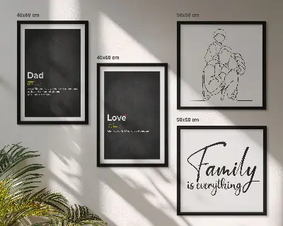 Familie lijntekening definities van liefde meerluik in lijst