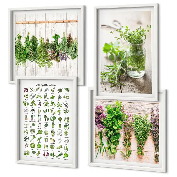 Gedroogde kruiden voor in de keuken set van posters met lijst
