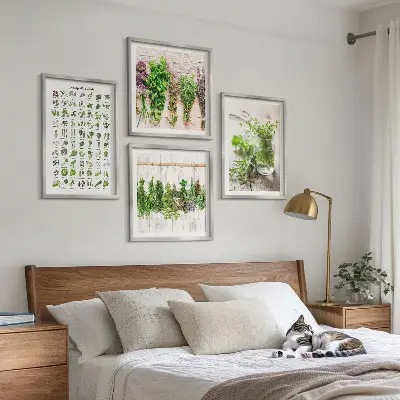 Gedroogde kruiden voor in de keuken set van posters met lijst