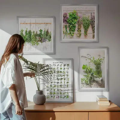 Gedroogde kruiden voor in de keuken set van posters met lijst