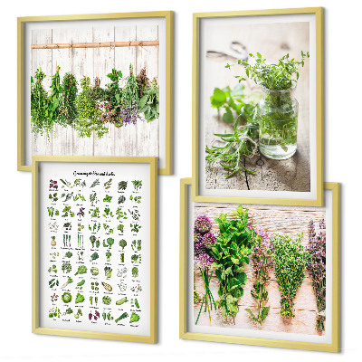 Set van posters met lijst Gedroogde kruiden voor in de keuken