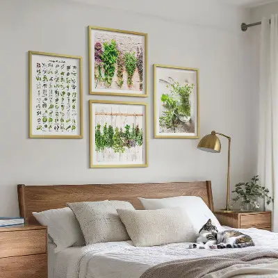 Gedroogde kruiden voor in de keuken set van posters met lijst