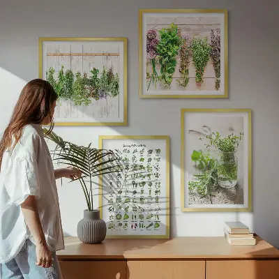 Gedroogde kruiden voor in de keuken set van posters met lijst