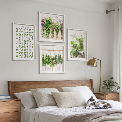 Set van posters met lijst Gedroogde kruiden voor in de keuken