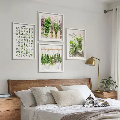 Gedroogde kruiden voor in de keuken set van posters met lijst