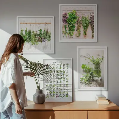 Gedroogde kruiden voor in de keuken set van posters met lijst