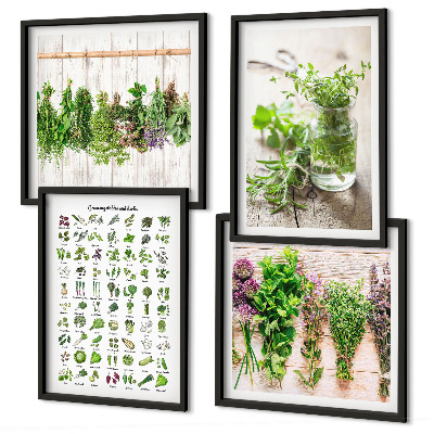 Set van posters met lijst Gedroogde kruiden voor in de keuken