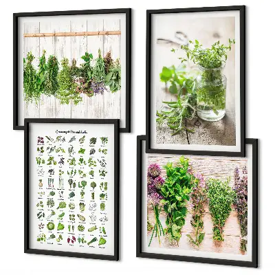 Gedroogde kruiden voor in de keuken set van posters met lijst