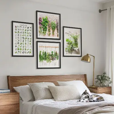 Gedroogde kruiden voor in de keuken set van posters met lijst