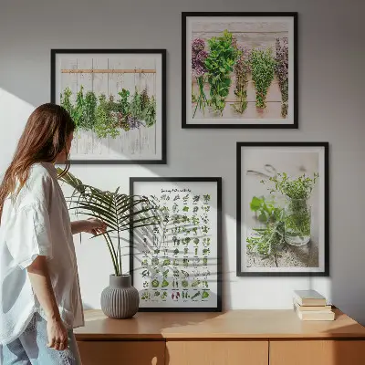Gedroogde kruiden voor in de keuken set van posters met lijst