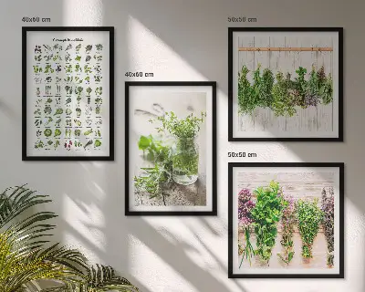 Gedroogde kruiden voor in de keuken set van posters met lijst