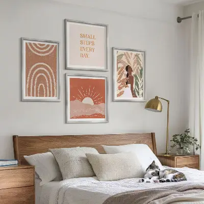 Boho abstracte vormen meerluik in lijst