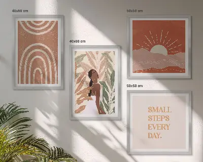 Boho abstracte vormen meerluik in lijst