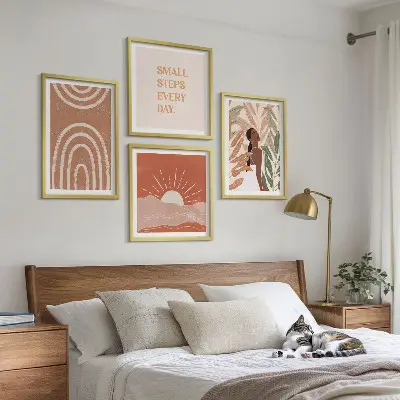 Boho abstracte vormen meerluik in lijst