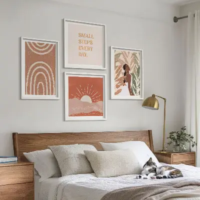 Boho abstracte vormen meerluik in lijst