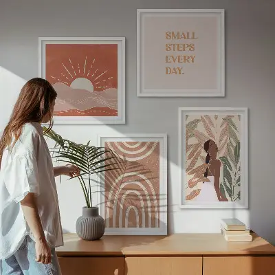 Boho abstracte vormen meerluik in lijst