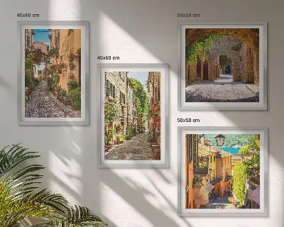 Italiaanse straatbloemen architectuur meerluik in lijst