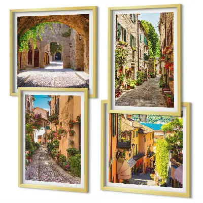 Italiaanse straatbloemen architectuur meerluik in lijst