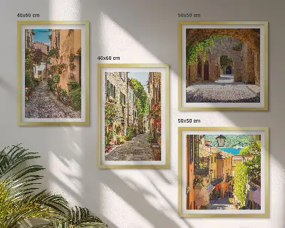Italiaanse straatbloemen architectuur meerluik in lijst