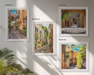 Italiaanse straatbloemen architectuur meerluik in lijst