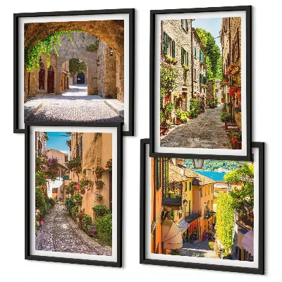 Italiaanse straatbloemen architectuur meerluik in lijst