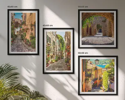 Italiaanse straatbloemen architectuur meerluik in lijst