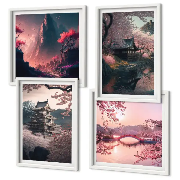 Fantasielandschappen van Japan meerluik in lijst