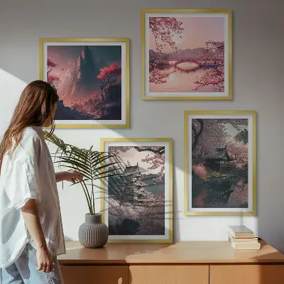 Fantasielandschappen van Japan meerluik in lijst