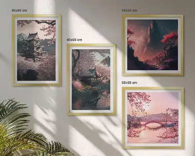 Fantasielandschappen van Japan meerluik in lijst