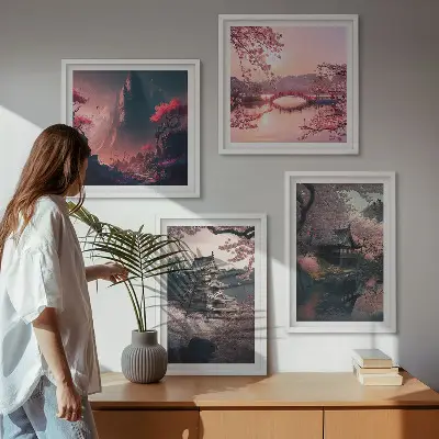 Fantasielandschappen van Japan meerluik in lijst
