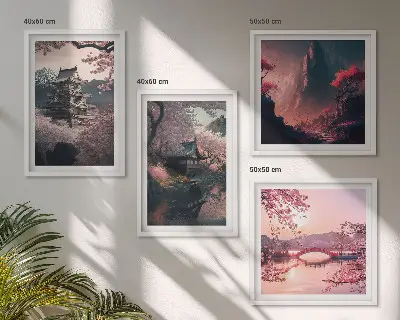 Fantasielandschappen van Japan meerluik in lijst