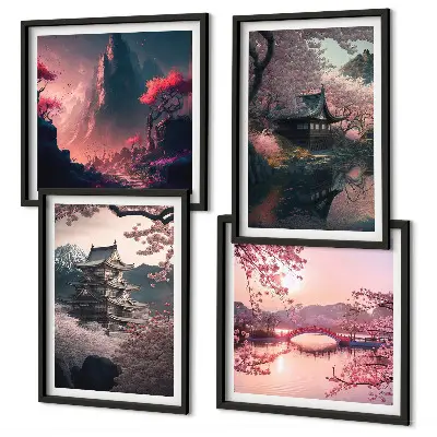 Fantasielandschappen van Japan meerluik in lijst