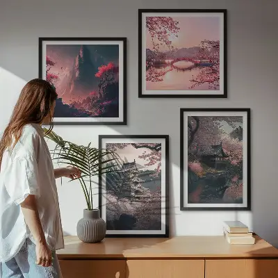 Fantasielandschappen van Japan meerluik in lijst