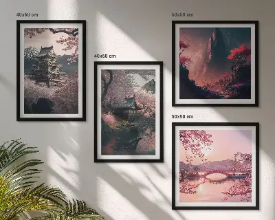 Fantasielandschappen van Japan meerluik in lijst