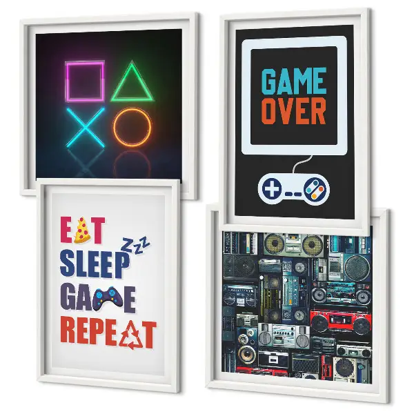 Set van posters met lijst Ondertitels voor spelersentertainment