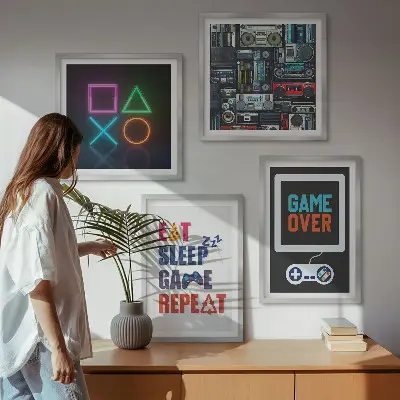 Set van posters met lijst Ondertitels voor spelersentertainment