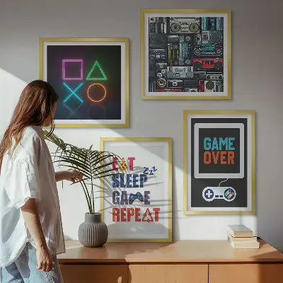 Set van posters met lijst Ondertitels voor spelersentertainment