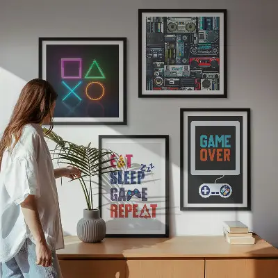 Set van posters met lijst Ondertitels voor spelersentertainment