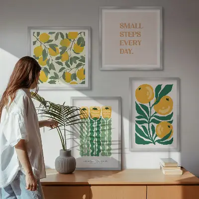 Plantenpatronen met bloemen meerluik in lijst