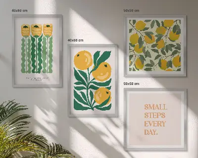 Plantenpatronen met bloemen meerluik in lijst